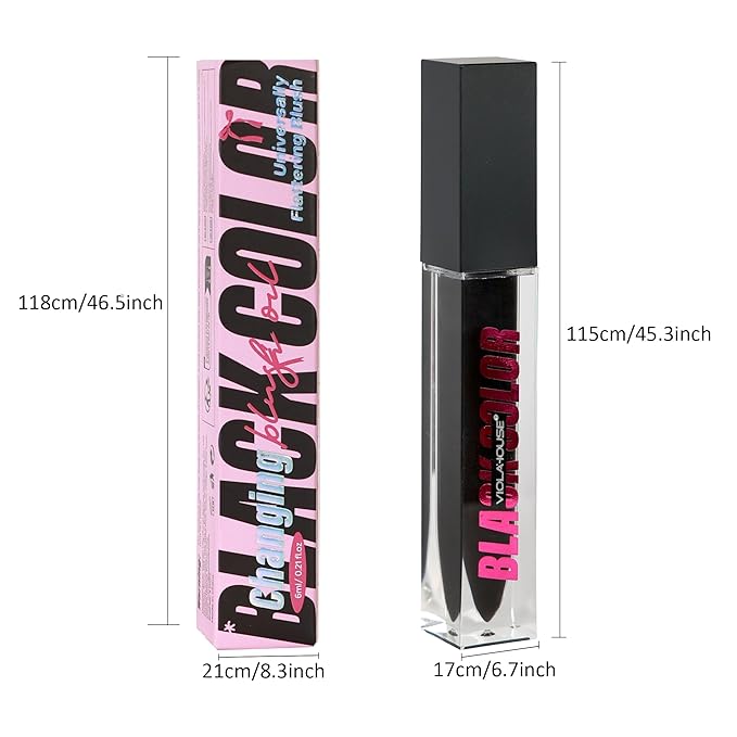 viola house Black Liquid Blush,Moisturising Color Changing Black Blush,Water-Based Ph Color Changing Blush,Multi-Purpose Liquid Blush Oil For Cheeks,Eyes and Lips 6ml/0.21oz 