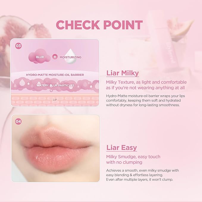 lilybyred Sweet Liar Milky Tint | Korean Moisture Matte Lip Stain, Milk Foam Texture, Hydro-Matte Barrier, Blurring Soft, Lightweight, Long-Lasting, Smudge-Proof (04 Peach Pudding)