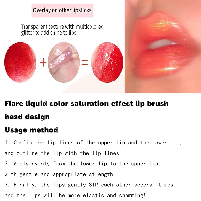 Clear Shimmer Lip Gloss for Women, Long Lasting High Shine Shimmer Liquid Lipstick, Flash Pearl Colored Lip Oil Polarized Lip Stain, Shimmery Finish Waterproof Lip Glaze for Women, 02