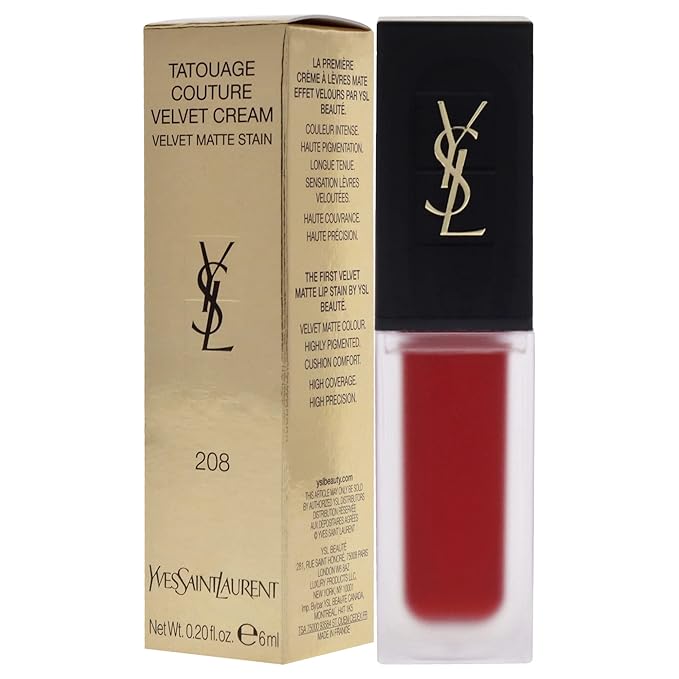 Yves Saint Laurent Tatouage Couture Velvet Matte Cream - 208 Rouge Faction Lipstick Women 0.2 oz