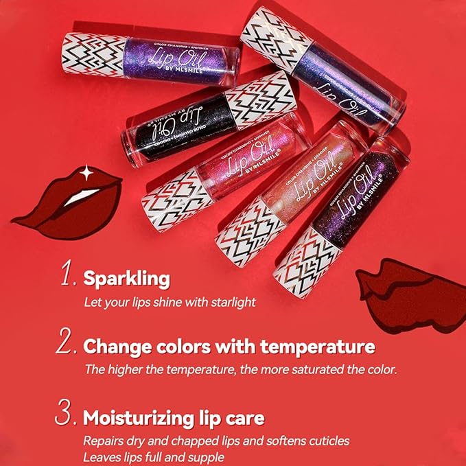 Boss Up Color Changing Lip Oil, Shimmering Temperature Color Changing Lip Gloss Tinted Lip Stain, Long Lasting Nourishing Moisturizing Lip Glow Oil for Lip Care (02#)