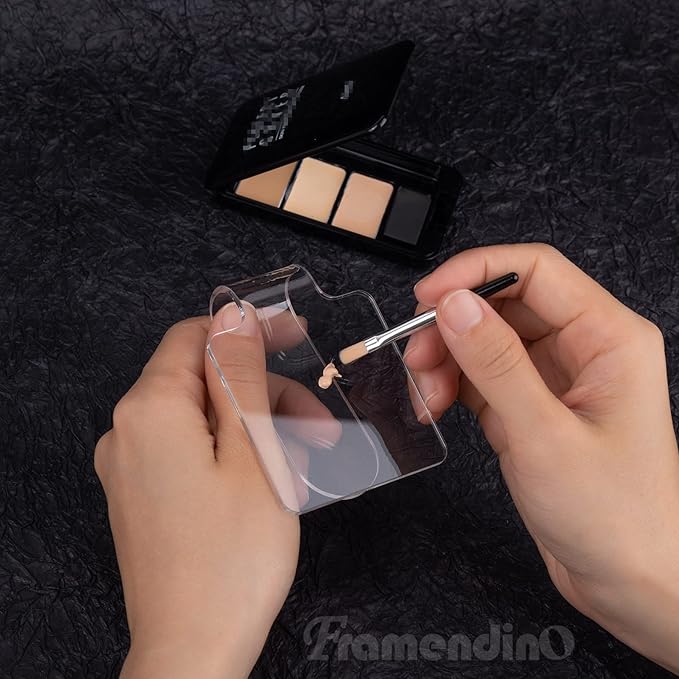 Framendino, 2 Pieces Makeup Palette Acrylic Hand-held Mixing Tray for Foundation, Eyeshadow, Powders, Cosmetics and Nail Art Manicure