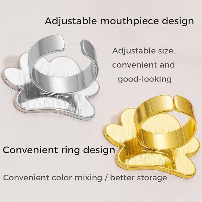 8 Pack Mini Nail Paint Art Palette Finger Rings Metal Manicure Palette Tools Makeup Palettes Makeup Mixing Palette Ring Wearable Metal Nail Art Polish Holder Nail Art Tools