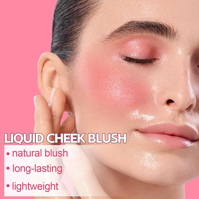 Boobeen Soft Liquid Blush Tint Cheek Blusher, Cream Blush Face Makeup with Cushion Applicator, Long Lasting, Moisturizing, Leaving a Matte Dewy Makeup Look