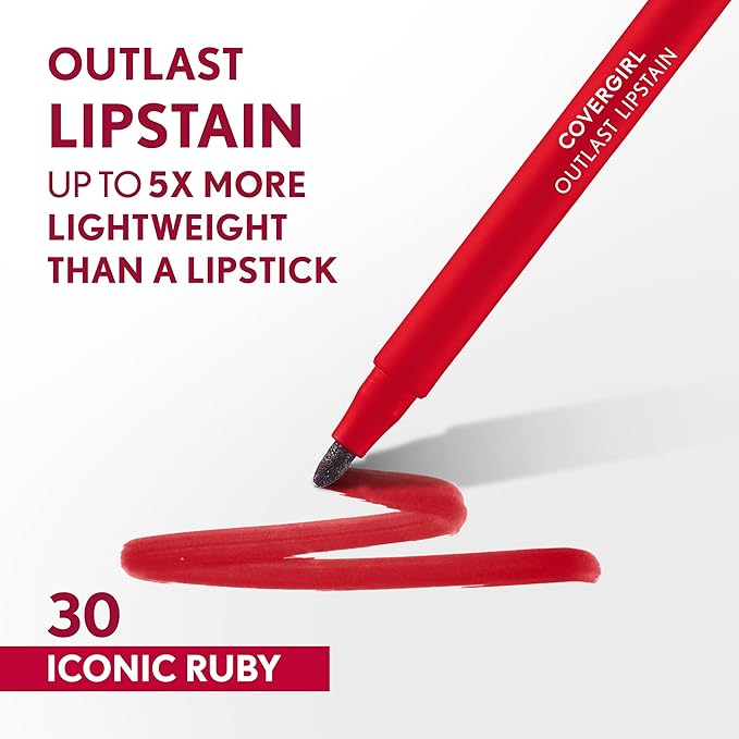 COVERGIRL Outlast Lipstain Bundle - Ruby 30 & Plum Berry 60, Vegan Formula