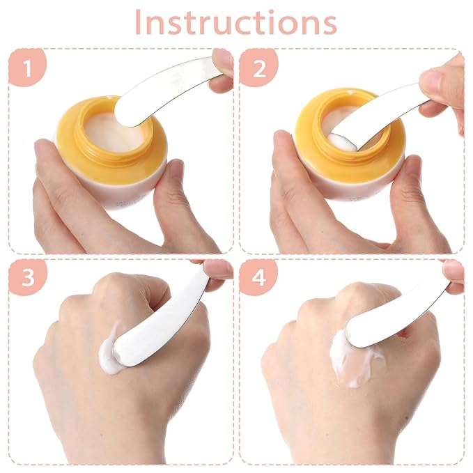 3Pcs Mini Makeup Spatula, Reusable Cosmetic Cream Spatulas Spoon, Skincare Scoop Applicator Massage Beauty Tools for Mixing and Sampling Face Eye Cream