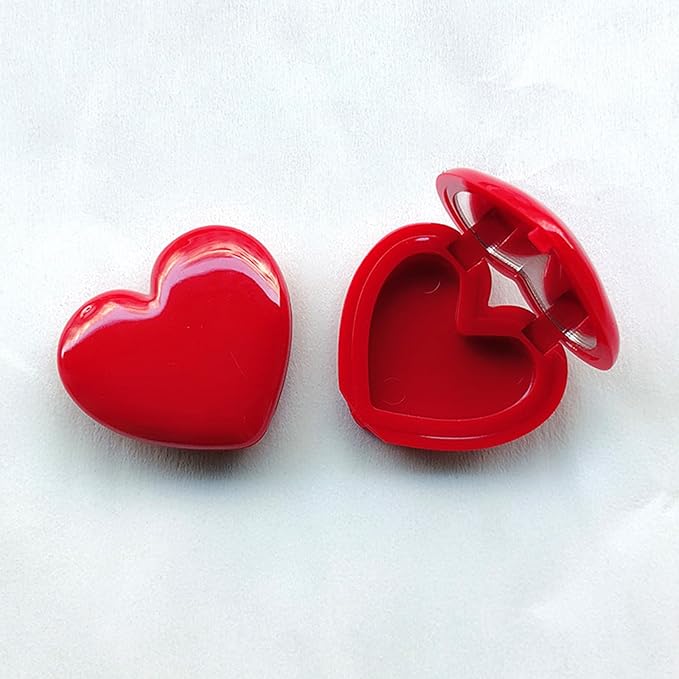 5 Pieces Mini Heart Shaped Eyeshadow Palette Refillable Eye Shadow Dispenser Empty Lipstick Container Case Travel Plastic Cosmetic Container with Mirror for DIY Makeup Container, Red