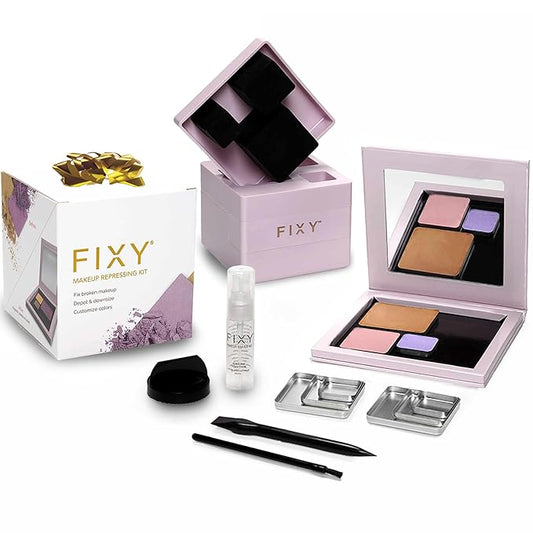 FIXY Repair Kit Repressing tool for Eyeshadow, Blush, & Highligher + Ultimate Refill with 30 square pans and FIXY Binder