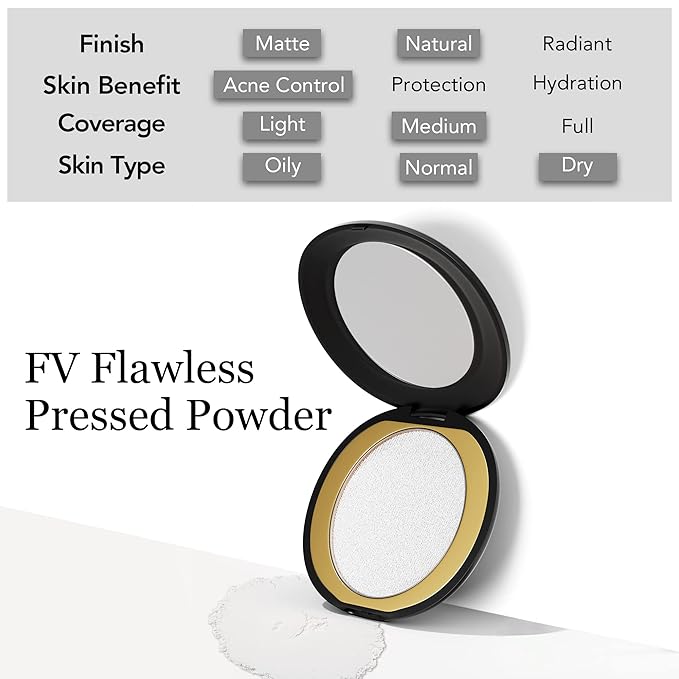 FV Translucent Pressed Powder, Oil-Control Talc-Free and Long-Lasting Matte Finish Face Powder, Medium Coverage for Light to Tan Skin, 0.28 Oz, Translucent