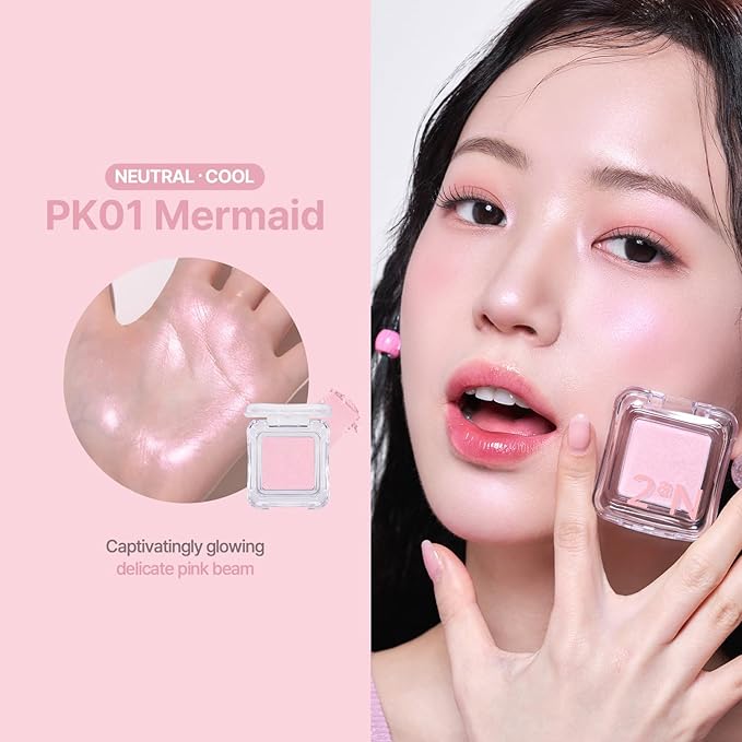 2aN Gleaming Tension Cushion Foundation Pact (#17 Pure Ivory) + Pure Glash Highlighter (#PK01 Mermaid) Glow Set