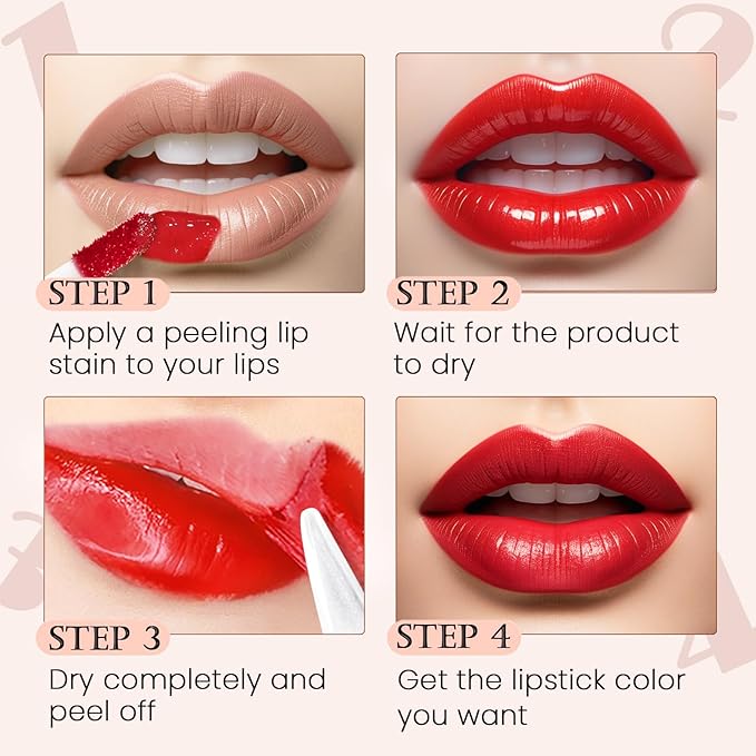 DAGEDA 2 Colors Peel Off Lip Liner Stain Set, Tattoo Color Lip Tint Stain, Long Lasting and Waterproof Lip Stain Peel off Lip Makeup,Peel Off Lip Liner with Natural Matte Finish (03+05)