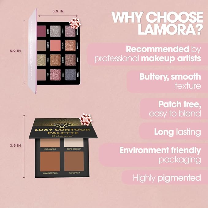 Lamora Rose Smokey Eyeshadow Palette with Powder Contour Palette