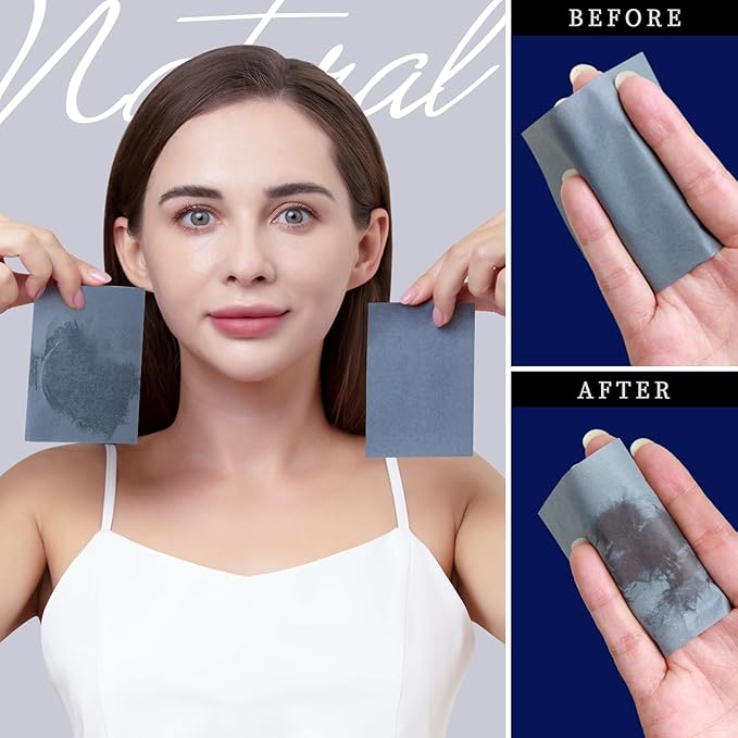 Teenitor 800 Counts Oil Blotting Papers for Face, Bamboo Charcoal Oil Absorbing Sheets for Oily Skin, Oil Blotting Sheets for Face, Oil Absorbent Pads Blotter Paper, Oil Face Wipes Large 10cmx7cm