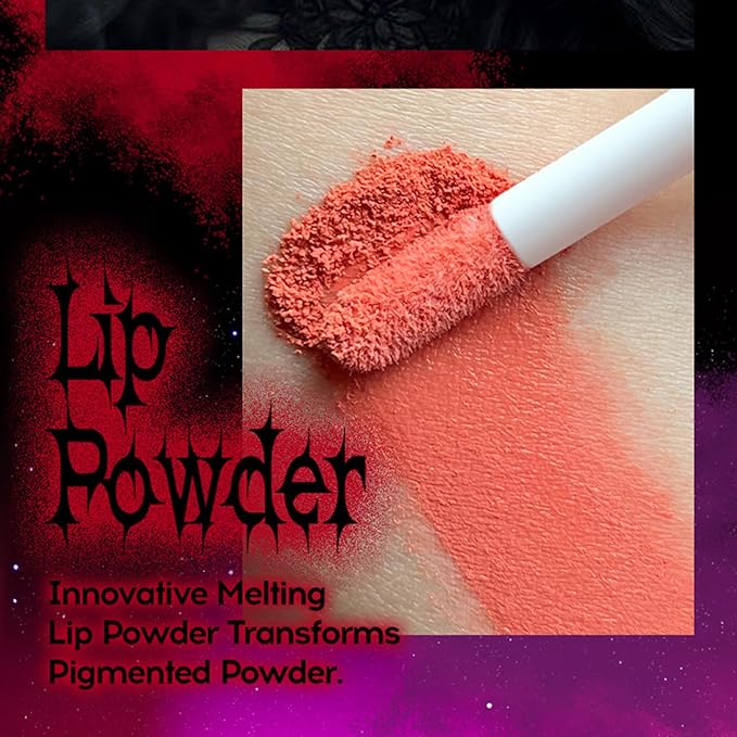 3 Colors Melting Lip Powder Lipstick Velvet Liquid Glitter Lip Gloss Halloween Makeup Kit for Women Long Lasting Highly Pigmented Multi-Purpose Lips Eyes & Cheeks Tint Goth Cosplay (A#,S)