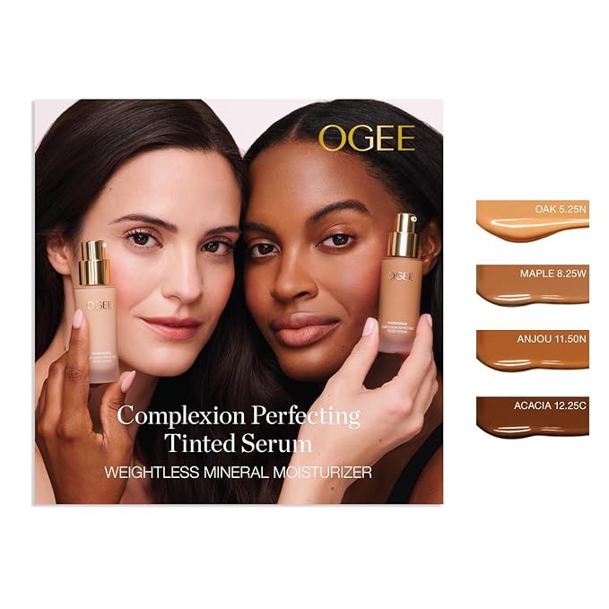 Ogee Complexion Perfecting Liquid Foundation - Lightweight Tinted Moisturizer For Face (Anjou 11.5N - Deep Beige, Golden Undertones) - with Vitamin C & Jojoba Oil - Certified Organic & Made in USA