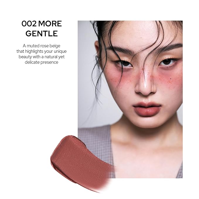 Silky Blur Tint 5 Colors | Soft Velvet Texture & Semi-Matte Finish | Long-Lasting & Close-adhering, Blurring effect, Subtle Shades | Korean Lip Stain (002 More Gentle, 0.1 Fl oz)