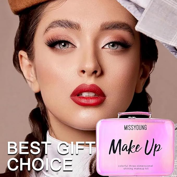 Makeup Kit, Professional Makeup Palette Travel Makeup Case with Eyeshadow Lipstick Concealer Lip Gloss Eyeliner Mascara Contour Bronzer Powder, Makeup Sets for Women Girl