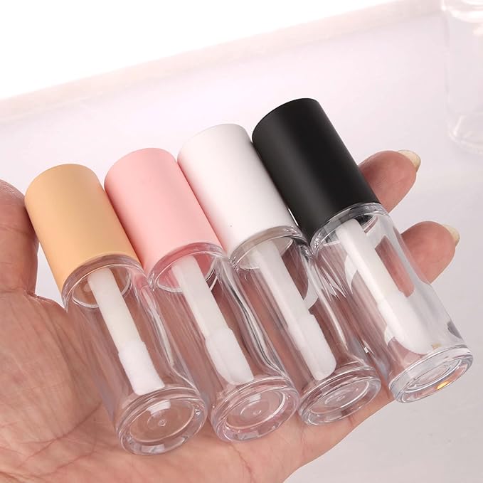 COSIDEA 15PCS Empty PETG 10ml big doe foot Wand Lip Gloss Tubes 0.33 OZ Black lipgloss Tube with Thick brush Applicator for Castor oil DIY concealer tube packing