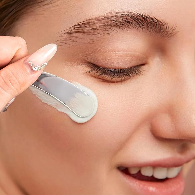 5PCS Mini Makeup Cosmetic Spatula, Reusable Metal Makeup Spatulas Skincare Spoon, Facial Cream Mask Applicator Scoop, Mild Beauty Tools for Mixing, Sampling Face Eye Cream - Silver