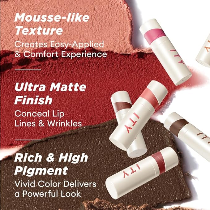 ITY Velvet Matte Finish Lip Stain in Ruby, Gel Lip Balm for Lip Repair for Makeup Premier Bundle