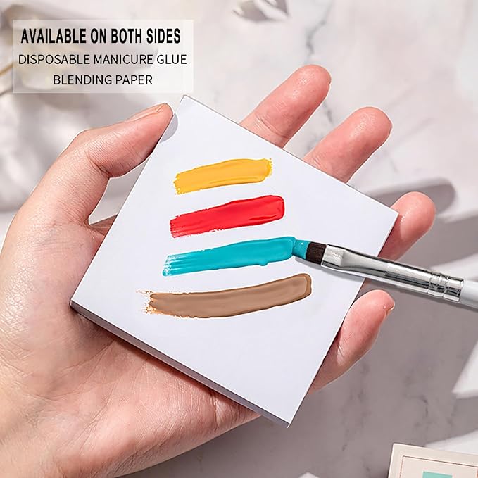 100 Pieces Gel Nail Art Palette Paper Thickened Tear-Off Double-Sided Disposable Nail Polish Color Mixing Paper Multi-Functional Waterproof Painted Paper(3 * 3inch)