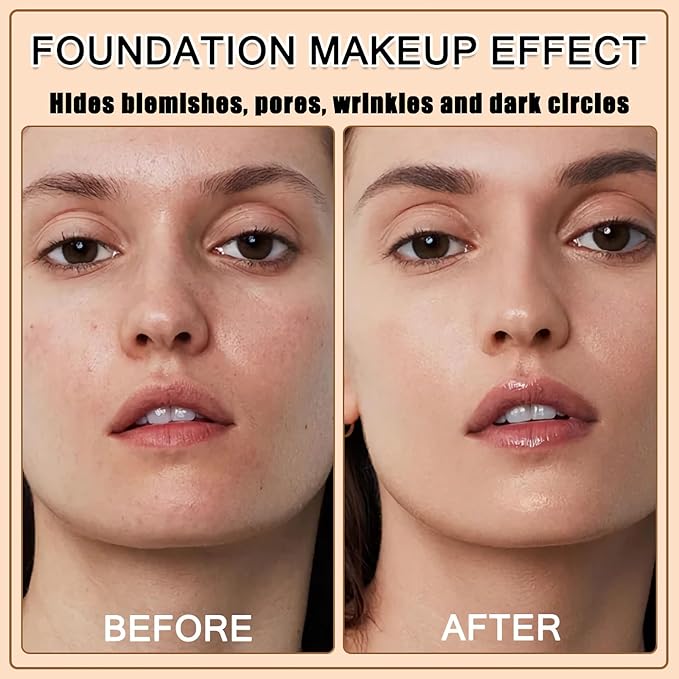 Sunscreen Airbrush Foundation Makeup Spray with Brush, SPF 35, Full Coverage Airbrush Foundation for Smooth Radiant Finish, Silky Concealer Mist Spray Makeup, Long-lasting & Waterproof (Natural)