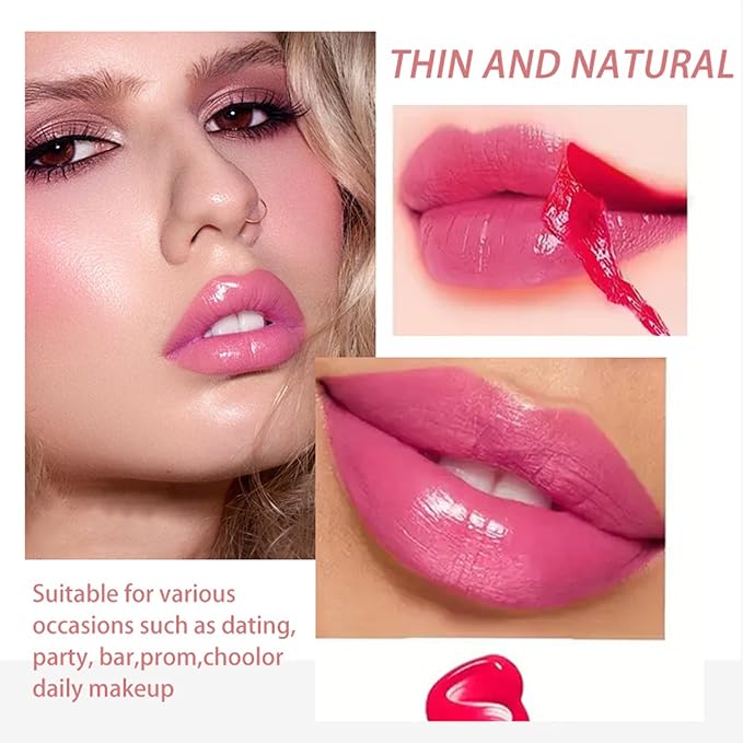 Charm Kiss Peel Off Lip Stain Lip Tint,Waterproof Long-Lasting Tear-off Lip Gloss,Peel Reveal Lip Stain,Peel Off Tattoo Lipsticks,Nonstick Cup Lip Gloss, Tattoo Magic Color Lip Set(3#)