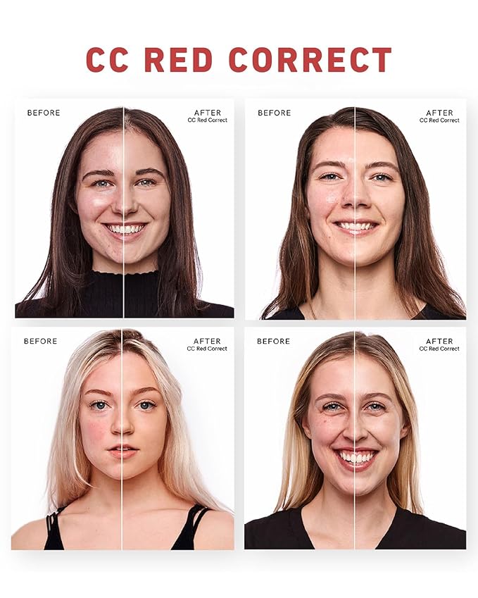Color Correcting CC Cream with SPF 25, Coverage Lightweight Foundation, Invisible Pores,Rich In Centella Asiatic,Hydrating Serum,Refine Skin Texture, Avoid Sun Damage (Green, Green)