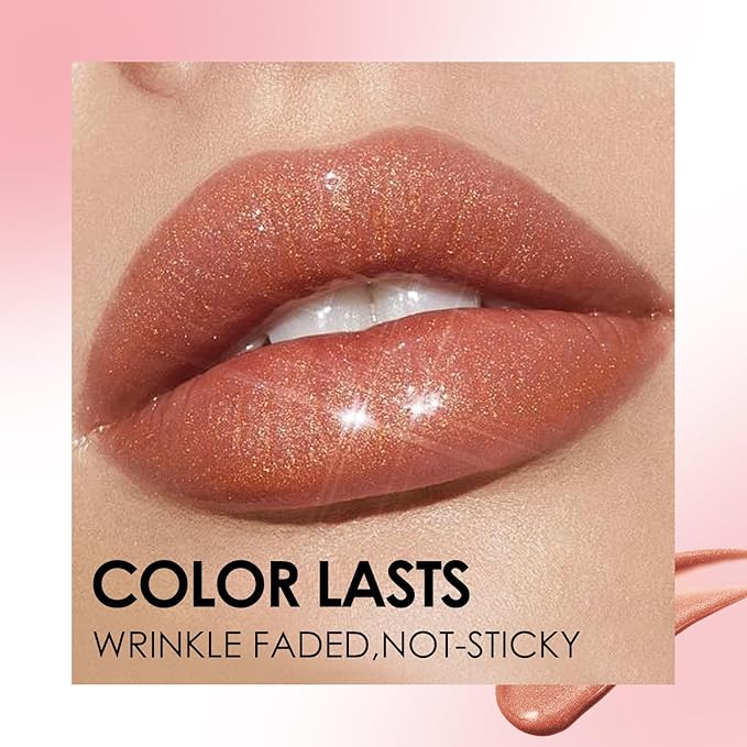 LANGMANNI 12Pcs Lip gloss Collection Makeup Set, Shiny Smooth Soft Liquid Lip Glosses Lip Stain With Rich Varied Colors For Girls And Women Makeup (Shimmery-B)