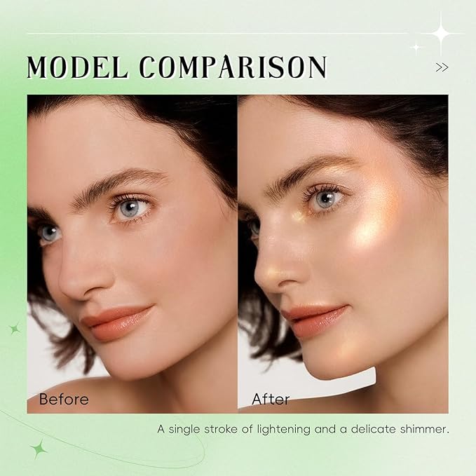 Face Highlighter Palette, Lunar Glow Highlighter Powder Makeup, Chameleon Glitter Shimmer Body Cheek Eye Highlighter, Multichrome Sparkle Holographic Color Shifting Silky Creamy Illuminator#03
