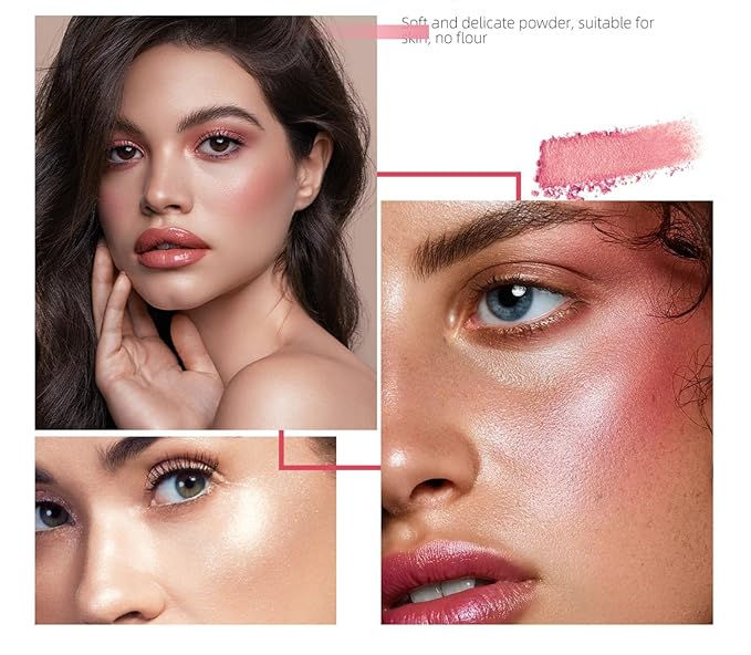 MAEPEOR Embossed Blush 8 Colors Lightweight Natural Look Matte Face Blush Long-Lasting Highly Pigmented Powder Blusher (Color 02)