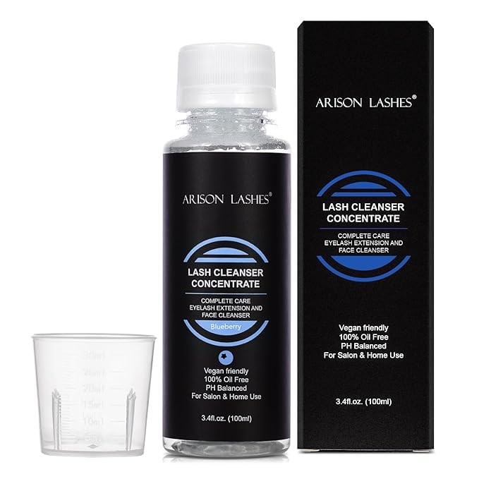 Eyelash Cleanser Concentrate 100ml Lash Extensions Shampoo Natural Foaming Cleanser DIY Non-lrritating Wash for Extensions Lashes with Salon Home Care-Makes 20 Bottles 60ml lash Shampoo (Blueberry)