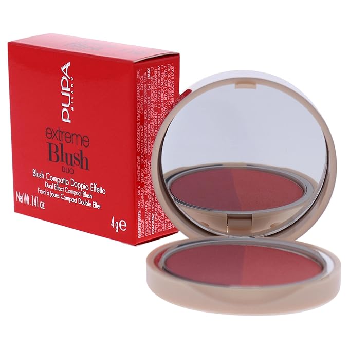 PUPA Milano Extreme Blush Duo - Highly Blendable Formula - Lightweight - Creates A Beautiful Sun-Kissed Appearance - Suitable For All Skin Types - Glow Watermelon - 110 Radiant Amarant - 0.141 Oz