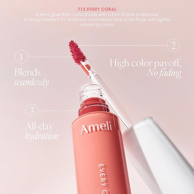 NARCISSISM LIP TINT 712 EVERY CORAL, Soft Shine Tinted Lip Stain, Conditions Lips + Gives a Natural, Dewy Flush (4.5g, 0.01 oz.)
