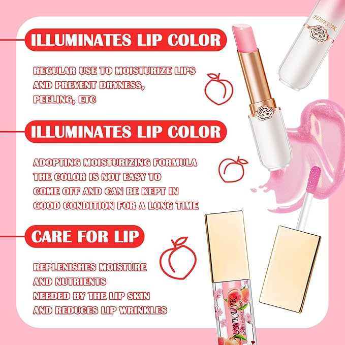 2PCS Lip Oil and Color Changing Lipstick Set,Magic Jelly PH Lipstick,Moisturizing Color Change Lipstick,Lip Stain Long Lasting Waterproof Tinted Lip Balm Set,Hydrating Lip Glow Oil for Women
