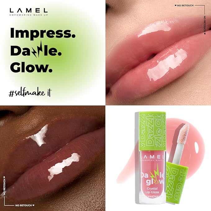 Dazzle Glow Crystal Clear Lip Gloss - Hydrating Lip Gloss - Non Sticky Lip Gloss - Colored Lip Gloss - Lip Gloss Color - Mini Lip Gloss - Moisturizing Lip Gloss - №402 Soulmate
