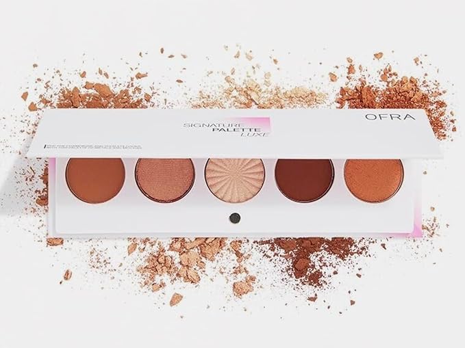 OFRA Signature Palette - Luxe | Eyeshadow Palette in Metals and Mochas | 5 Metallic and Matte Eyeshadows with Rich Pigments and Blendable Shades | Travel-Friendly Eye Makeup Palette with Mirror