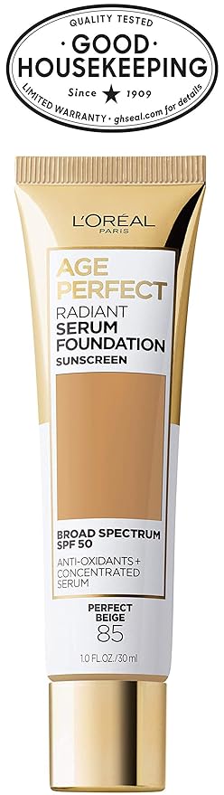 L'Oreal Paris Age Perfect Radiant Serum Foundation with SPF 50, Perfect Beige, 1 Ounce