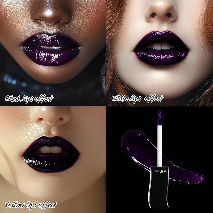 Purple Gothic Lip Gloss - Long-Lasting, Waterproof & Non-Sticky | Moisturizing, High Pigmented Vegan Lip Gloss for Bold Cosplay, Vampire & Halloween Makeup