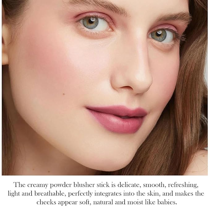 Cream Blush Stick for Cheek Tint Soft Dewy Moisturizer Face Blush Makeup Stick Blendable Color For Eyes, Lips & Cheeks (Red)