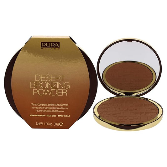 PUPA Milano Desert Bronzing Powder - Add Warmth, Sculpt And Contour - Deep Color For Natural Radiance And Glow - Silky Soft Bronzer Formula - Pressed Compact Makeup - 005 Light Sun Matt - 1.05 Oz