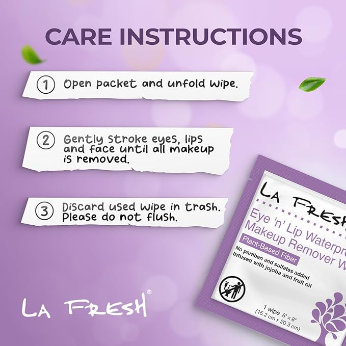 LA Fresh Eye 'N’ Lip Makeup Remover Wipes Case of 200 Wipes Made With Vitamin E, Olive Oil, Jojoba To Leave Skin Soft And Smooth Convenient Size For Purse, Gym Bag, Nightstand, Car