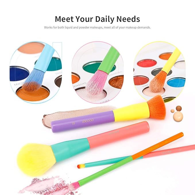 Docolor 15 Pcs Colourful Makeup Brush Set + 34 Colors Tropical Eeyshadow Palette Pigmented Matte Shimmer Metallic Blendable Soft Cream Powder Makeup Eye Shadow Palettes for Christmas Gift