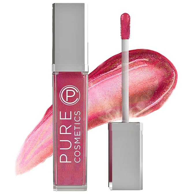 Pure Cosmetics Pure Illumination Lip Gloss - LED-lit Applicator w/Side Mirror - Non-Sticky, Moisturizing & Hydrating Lip Glosses - Soothes & Protects Dry Chapped Lips (Razzmatazz)