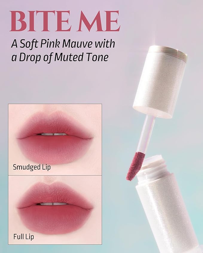 HEVVYMAKEUP Blurring Effect Lip Tint(Flashy) - Airy Velvet Matte Lips - Vegan, Longwear, Vibrant, Buildable Creamy Soft Texture - Korean Lip Makeup, Bite Me, 0.13 fl.oz.