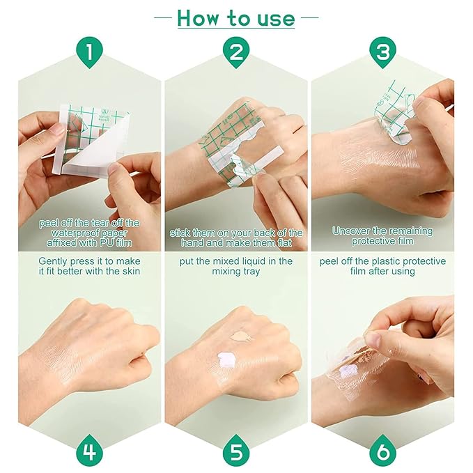 100pcs Hand Palette Sticker, PU Film Transparent Waterproof Self Adhesive Makeup Hand Palette for Professionals Beginners