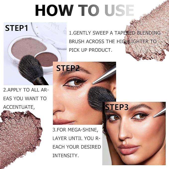 Face High Lighters Makeup Glitter Illuminator Pressed Powder Luminizers Eyeshadow Palette Powder for Face Body Cheek Skin 4#