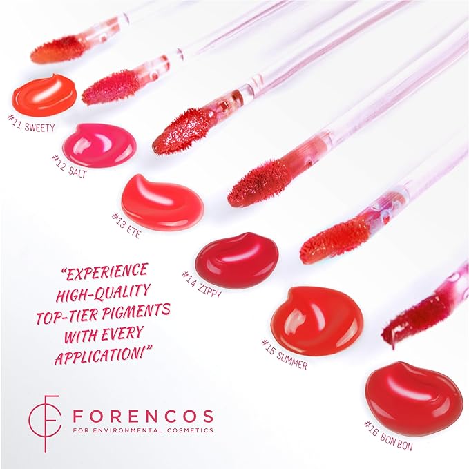 FORENCOS Soak Vegan Lip Tint/Stain, Water Gel Formula, Weightless & Non-sticky Finish, Vivid Color, Smudge-proof, Cruelty-Free, Korean Makeup, Waterproof, 0.11 oz (11 Sweety)
