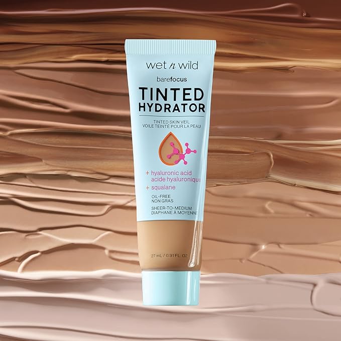 wet n wild Bare Focus Tinted Hydrator Matte Finish, Porecelain, Oil-Free, Moisturizing Makeup | Hyaluronic Acid | Sheer To Medium Coverage