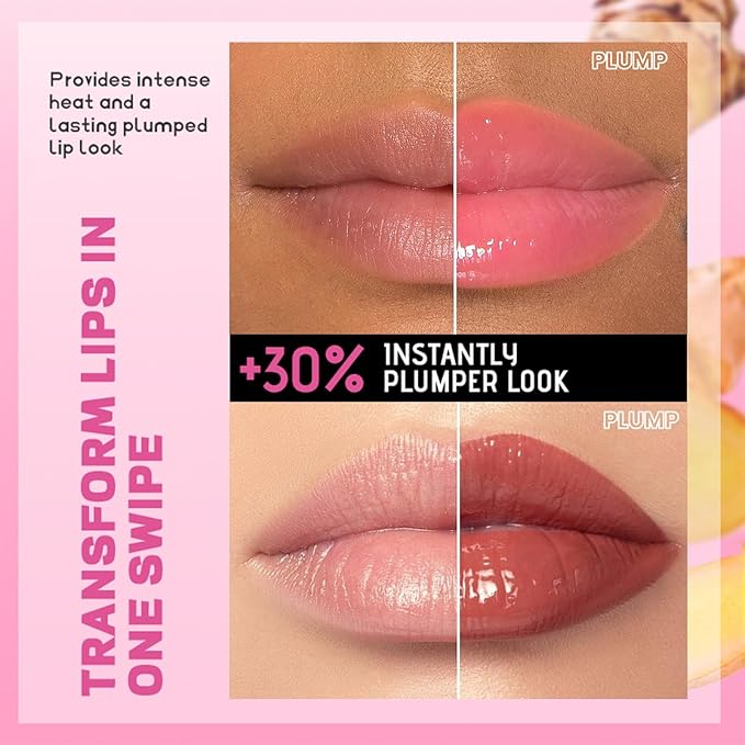 DAGEDA Lip Plumper Gloss,Glossy Liquid Lipstick with Ginger Extract,Highly Pigmented Plumping Lip Gloss,Fuller Looking Lips,Moisturizing Lip Gloss for Women,0.28oz (Pink)